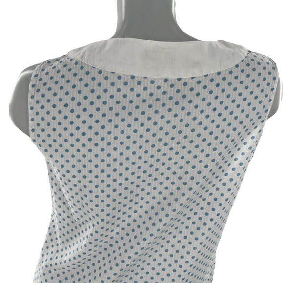 Orvis 100% Cotton Sleeveless Dress in White & Blue Small Polka Dots Size Medium - Picture 8 of 10